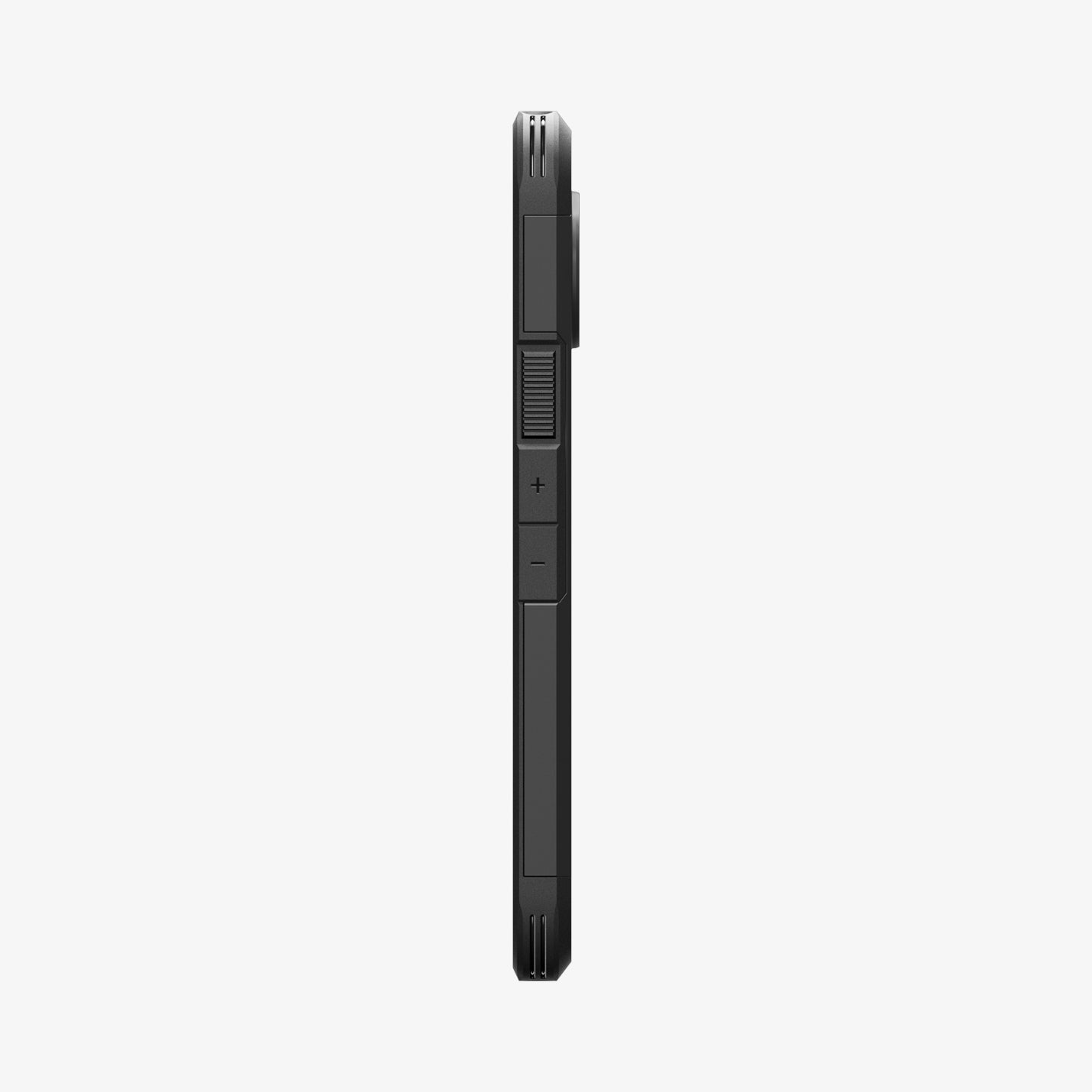 ACS11453 - Pixel 11 Pro XL Tough Armor (Mag Fit) Black side profile showing textured side grips, responsive button covers, and the built in kickstand.