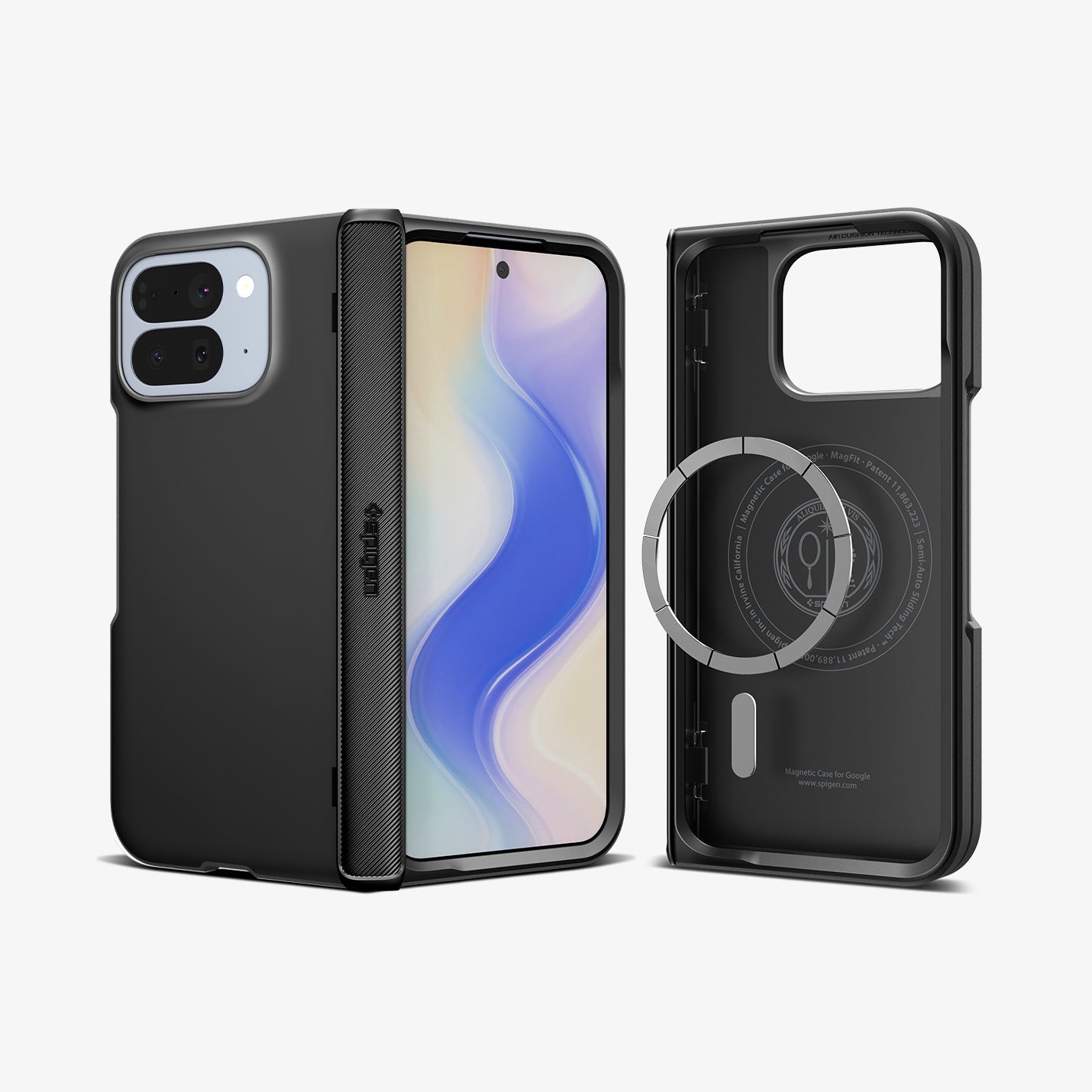 ACS09741 - GajPFD Case Slim Armor Pro (MagFit) in black showing the back, hinge, front and inside