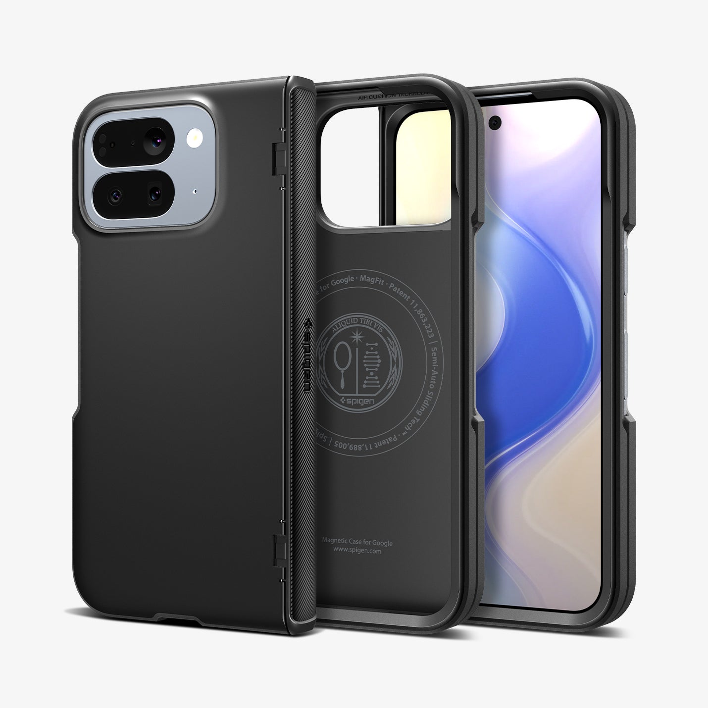 ACS09741 - GajPFD Case Slim Armor Pro (MagFit) in black showing the back, inside and front