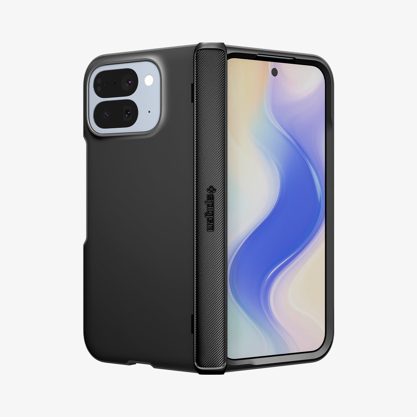 ACS09741 - GajPFD Case Slim Armor Pro (MagFit) in black showing the back and front with device slightly folded