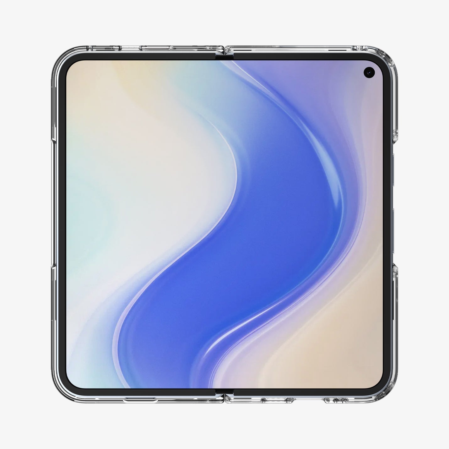 ACS09742 - GajPFD Case Ultra Hybrid Metal Ring (MagFit) in crystal clear showing the front with device fully open