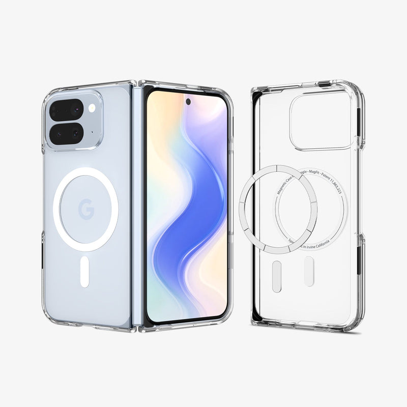 ACS09742 - GajPFD Case Ultra Hybrid Metal Ring (MagFit) in crystal clear showing the back, front and inside