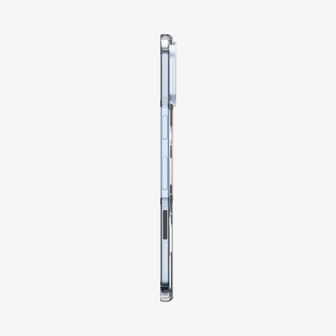 ACS09742 - GajPFD Case Ultra Hybrid Metal Ring (MagFit) in crystal clear showing the side