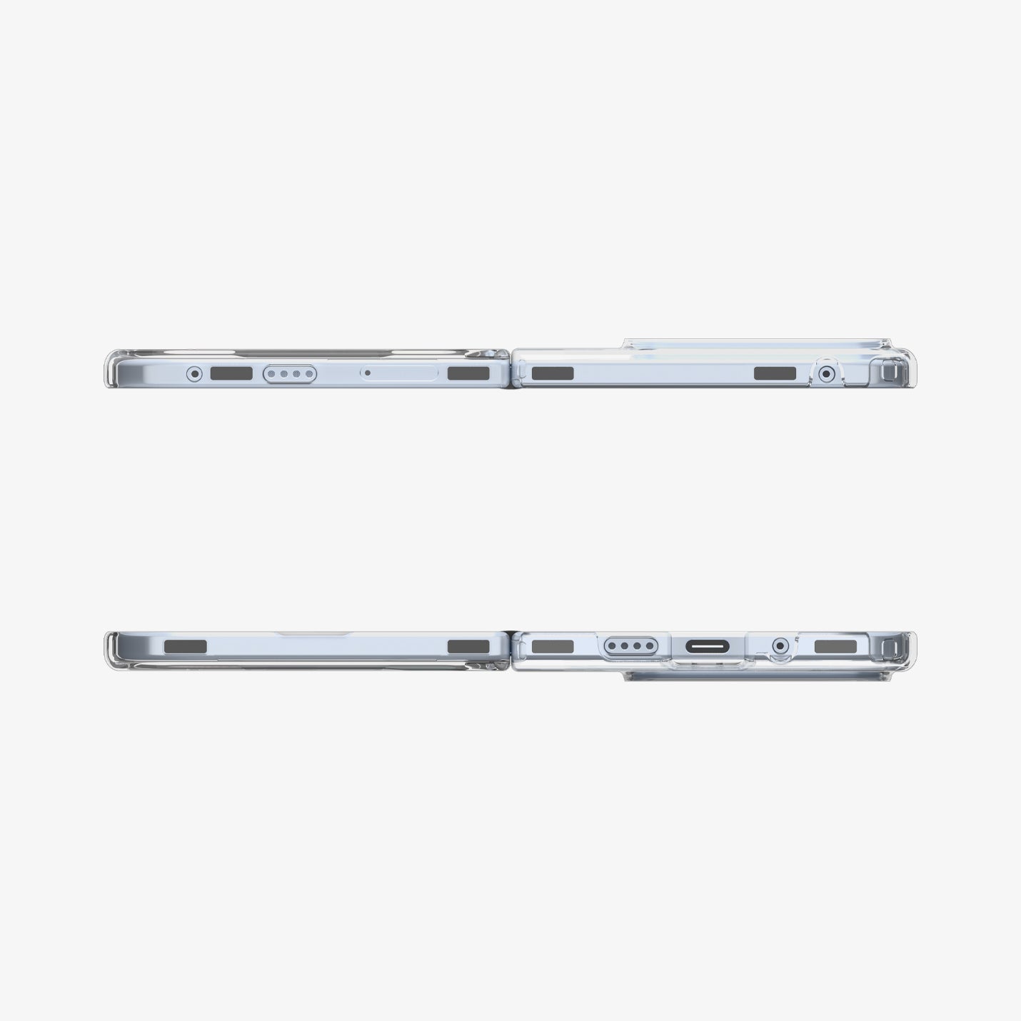 ACS09742 - GajPFD Case Ultra Hybrid Metal Ring (MagFit) in crystal clear showing the top and bottom of case