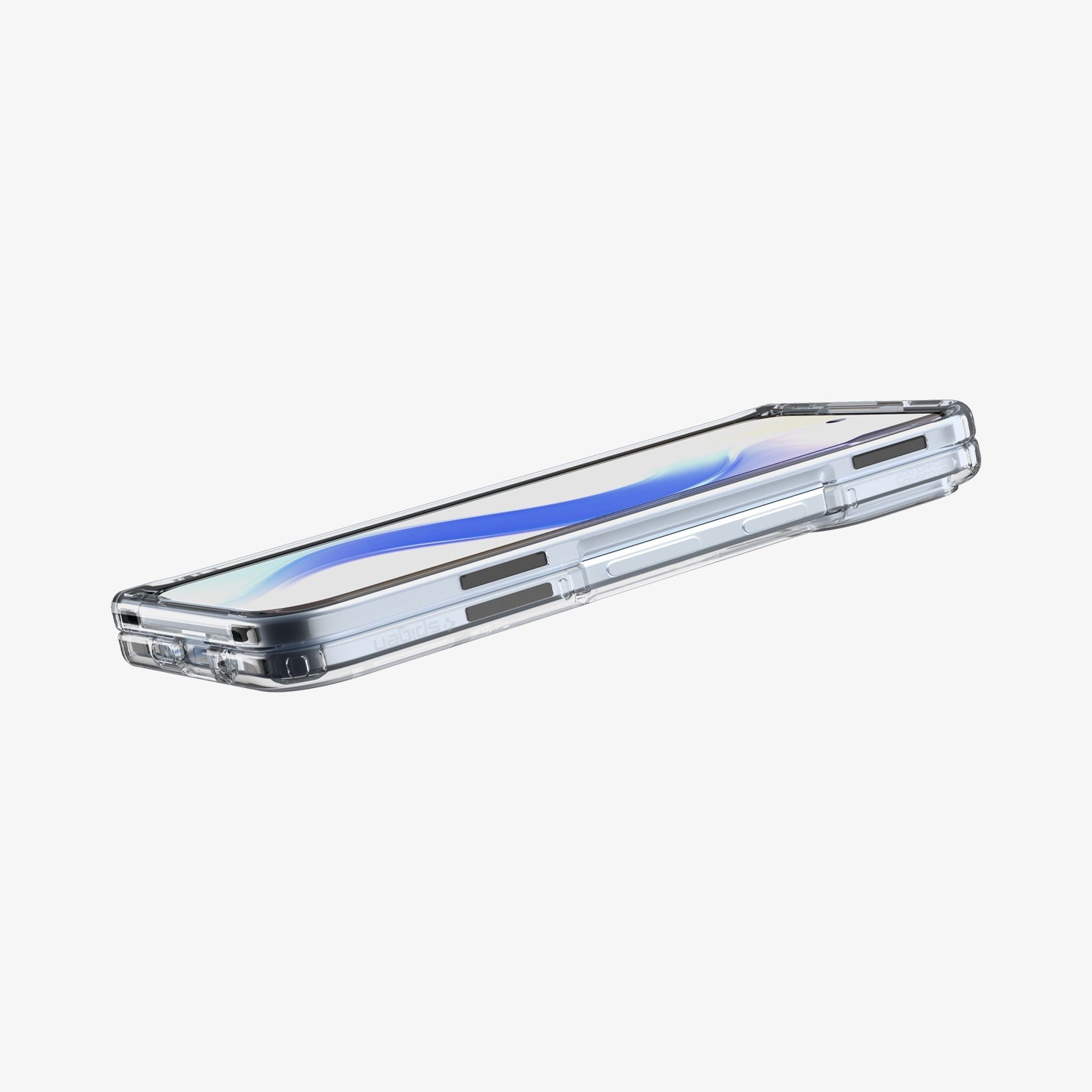 ACS09742 - GajPFD Case Ultra Hybrid Metal Ring (MagFit) in crystal clear showing the side and partial front