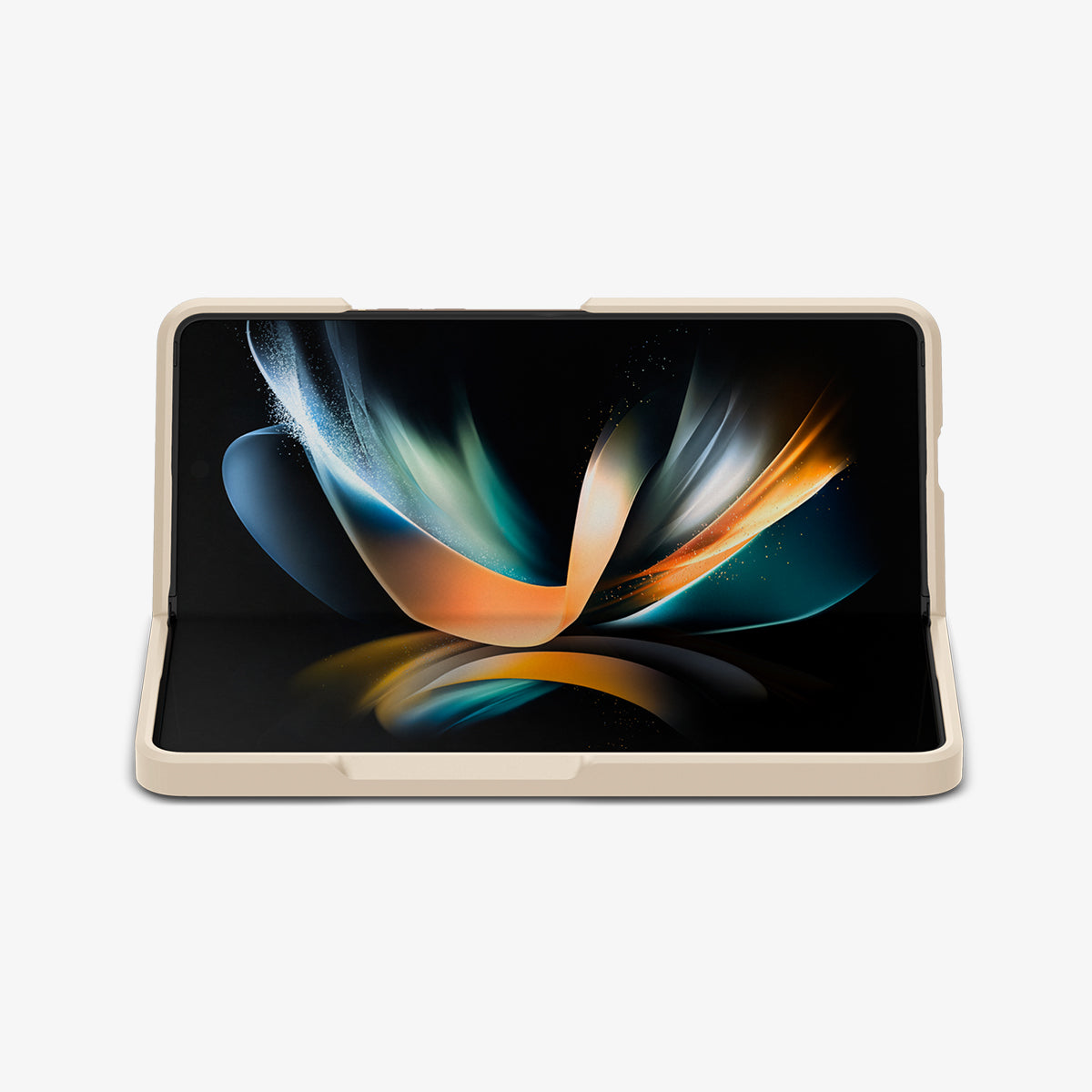 ACS05512 - Galaxy Z Fold 4 Case Galaxy Z Fold 4 Series Slim Armor Pro in Pearled Ivory showing the front and partial side half folded in landscape mode