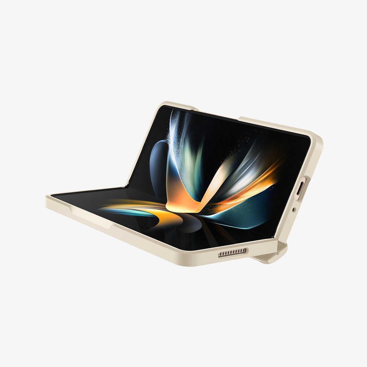 ACS05512 - Galaxy Z Fold 4 Case Galaxy Z Fold 4 Series Slim Armor Pro in Pearled Ivory showing the front and partial sides half folded