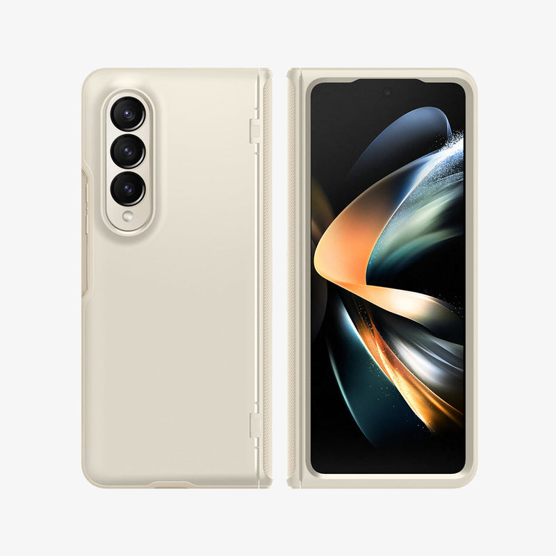 ACS05512 - Galaxy Z Fold 4 Case Galaxy Z Fold 4 Series Slim Armor Pro in Pearled Ivory showing the back and front detached from each other