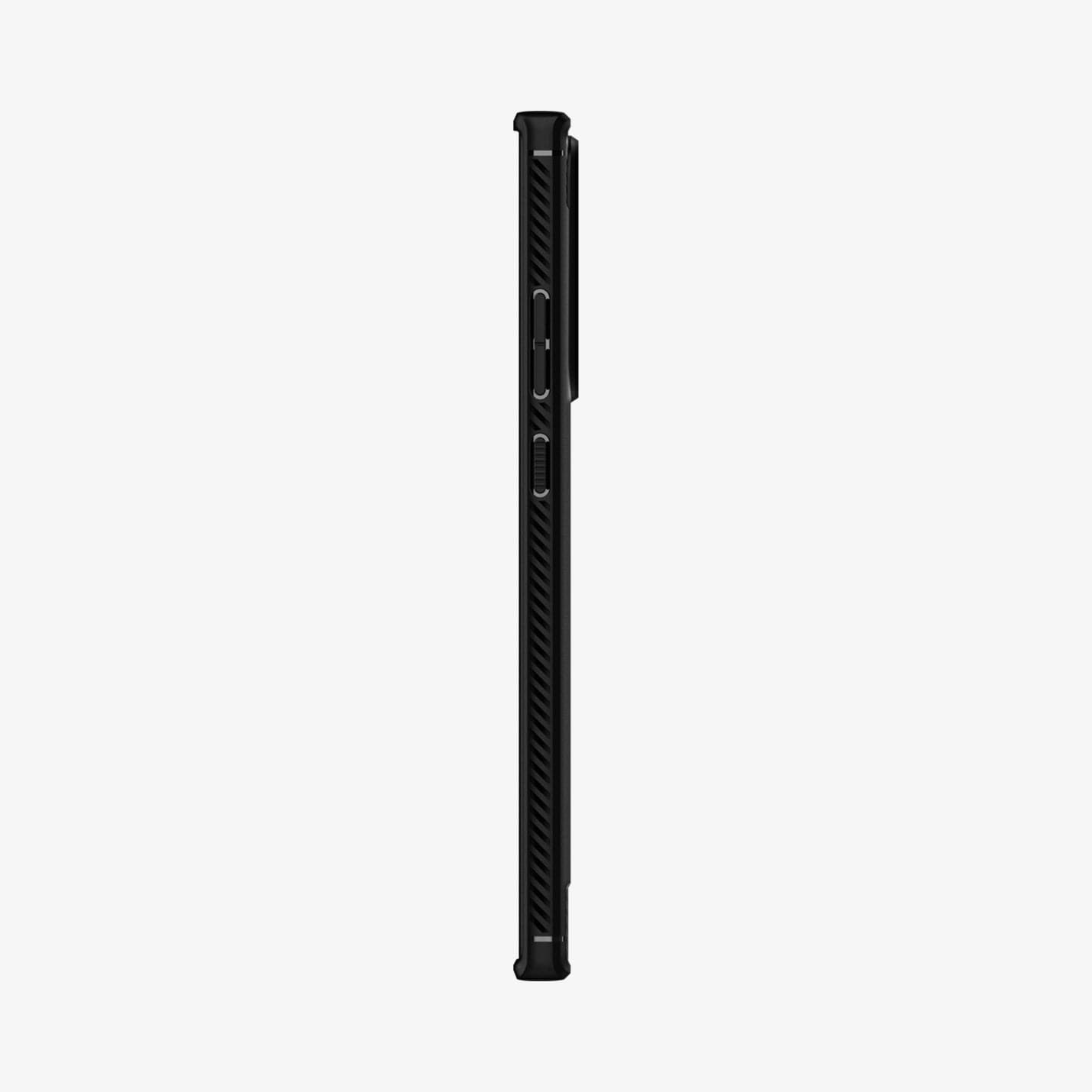 ACS01391 - Galaxy Note 20 Ultra Rugged Armor Case in matte black showing the side