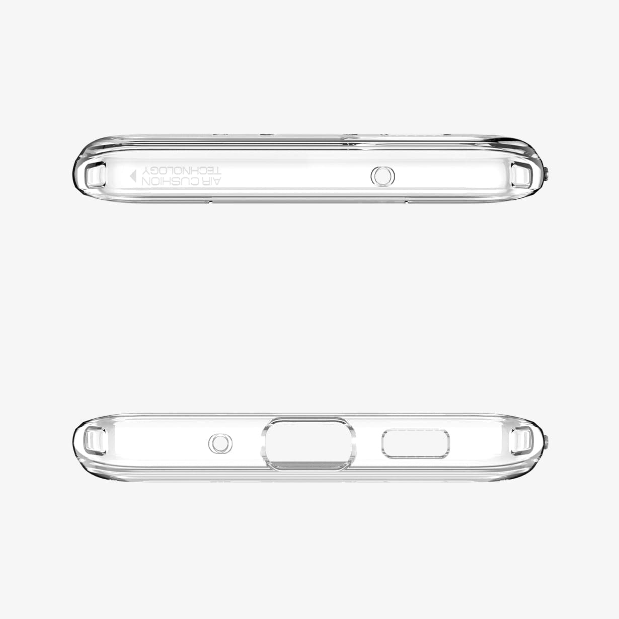 ACS00755 - Galaxy S20 Plus Ultra Hybrid Case in crystal clear showing the top and bottom