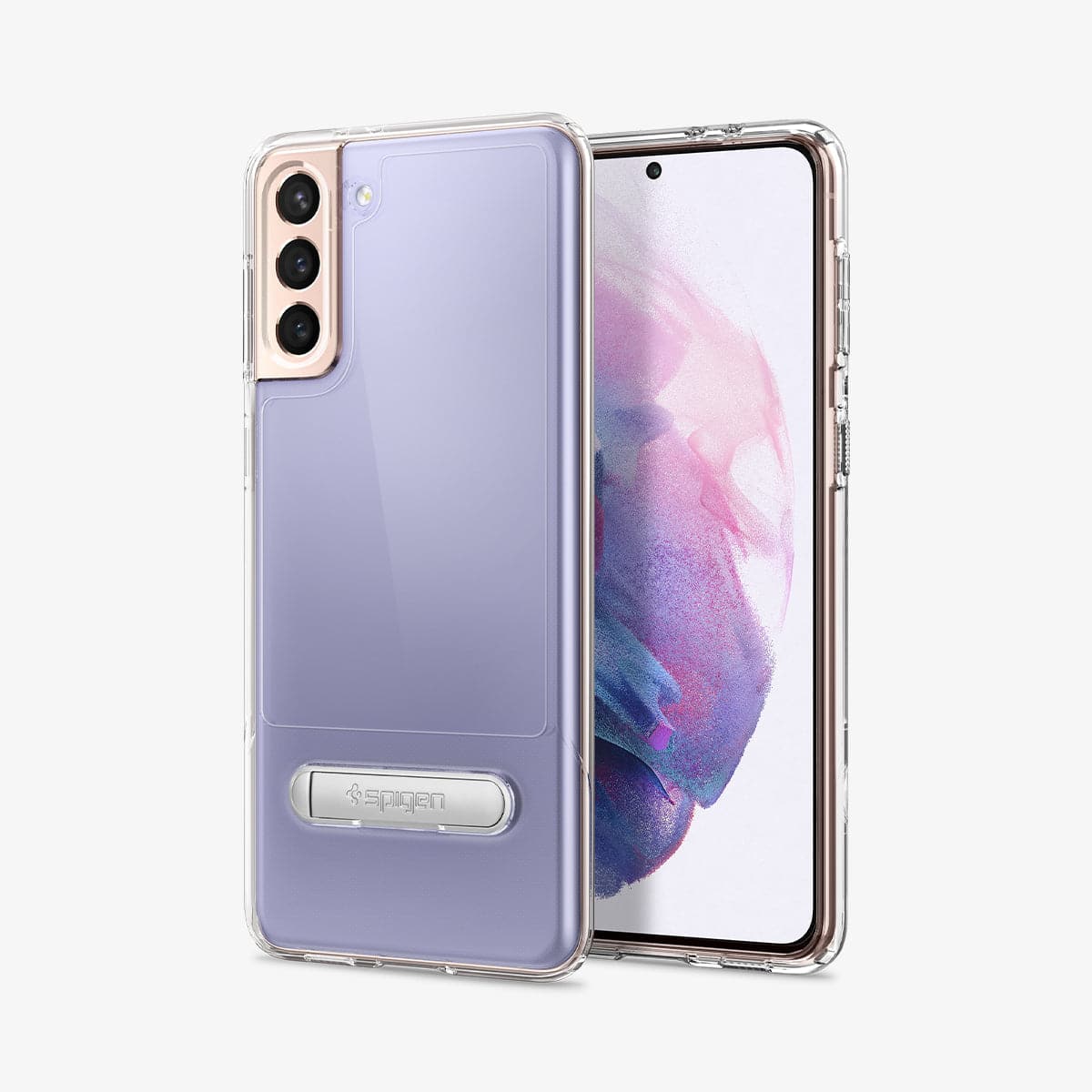 ACS02412 - Galaxy S21 Plus Slim Armor Essential Case in crystal clear showing the back and front