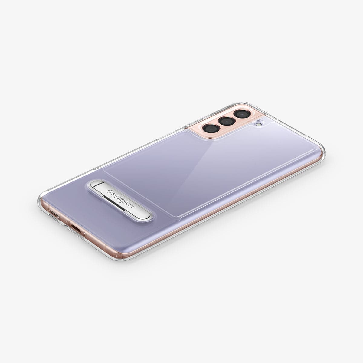ACS02412 - Galaxy S21 Plus Slim Armor Essential Case in crystal clear showing the back, side and bottom