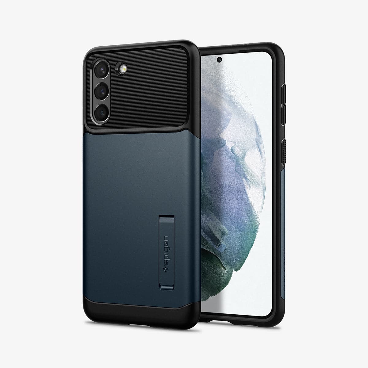 ACS02411 - Galaxy S21 Plus Slim Armor Case in metal slate showing the back and front