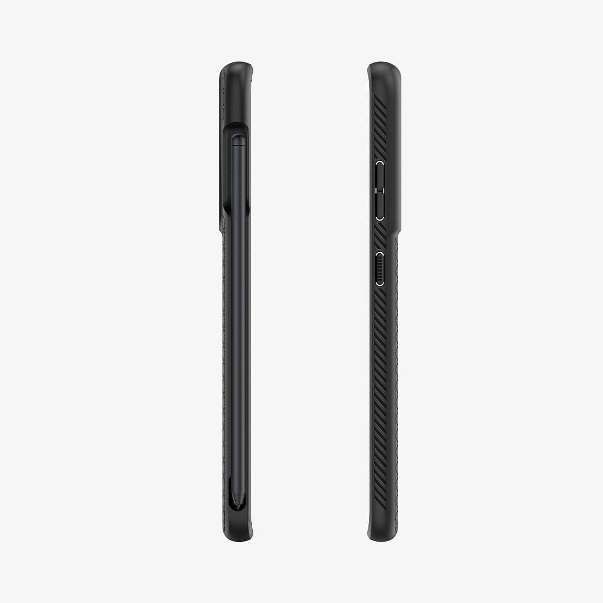 ACS02831 - Galaxy S21 Series Case Liquid Air Pro in matte black showing the sides
