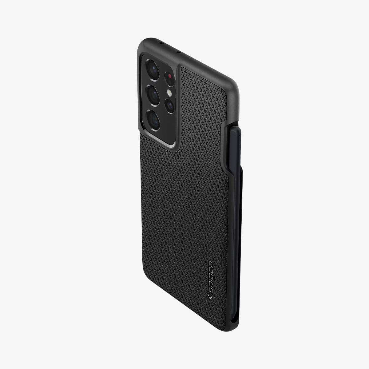 ACS02831 - Galaxy S21 Series Case Liquid Air Pro in matte black showing the top back and side