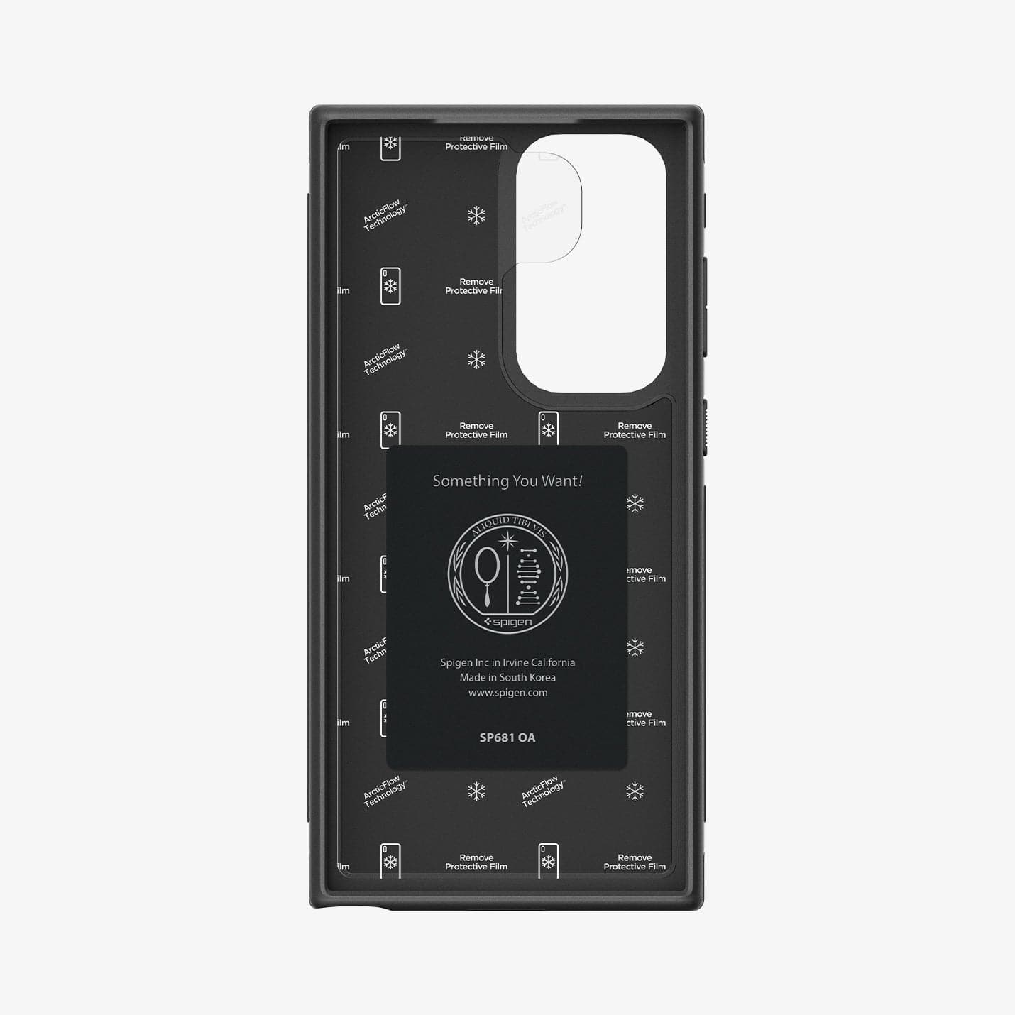 ACS05616 - Galaxy S23 Ultra Case Cryo Armor in matte black showing the inside of case with film