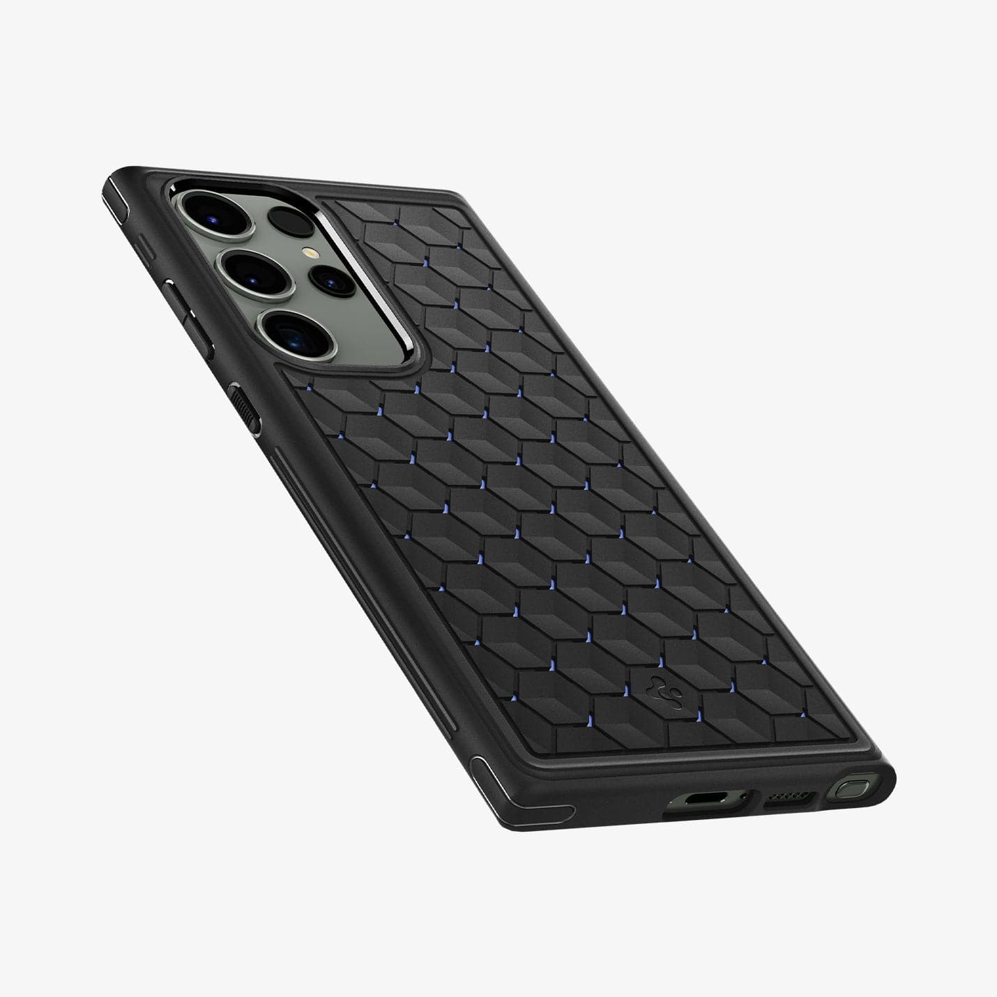 ACS05616 - Galaxy S23 Ultra Case Cryo Armor in matte black showing the back, side and bottom