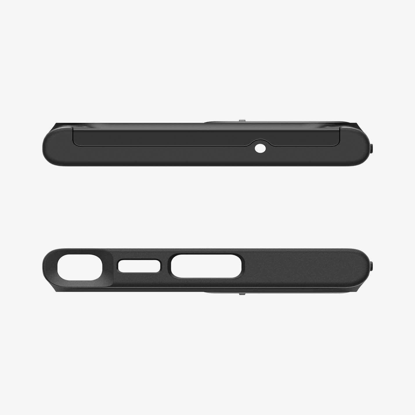 ACS05639 - Galaxy S23 Ultra Case Optik Armor in black showing the top and bottom with precise cutouts