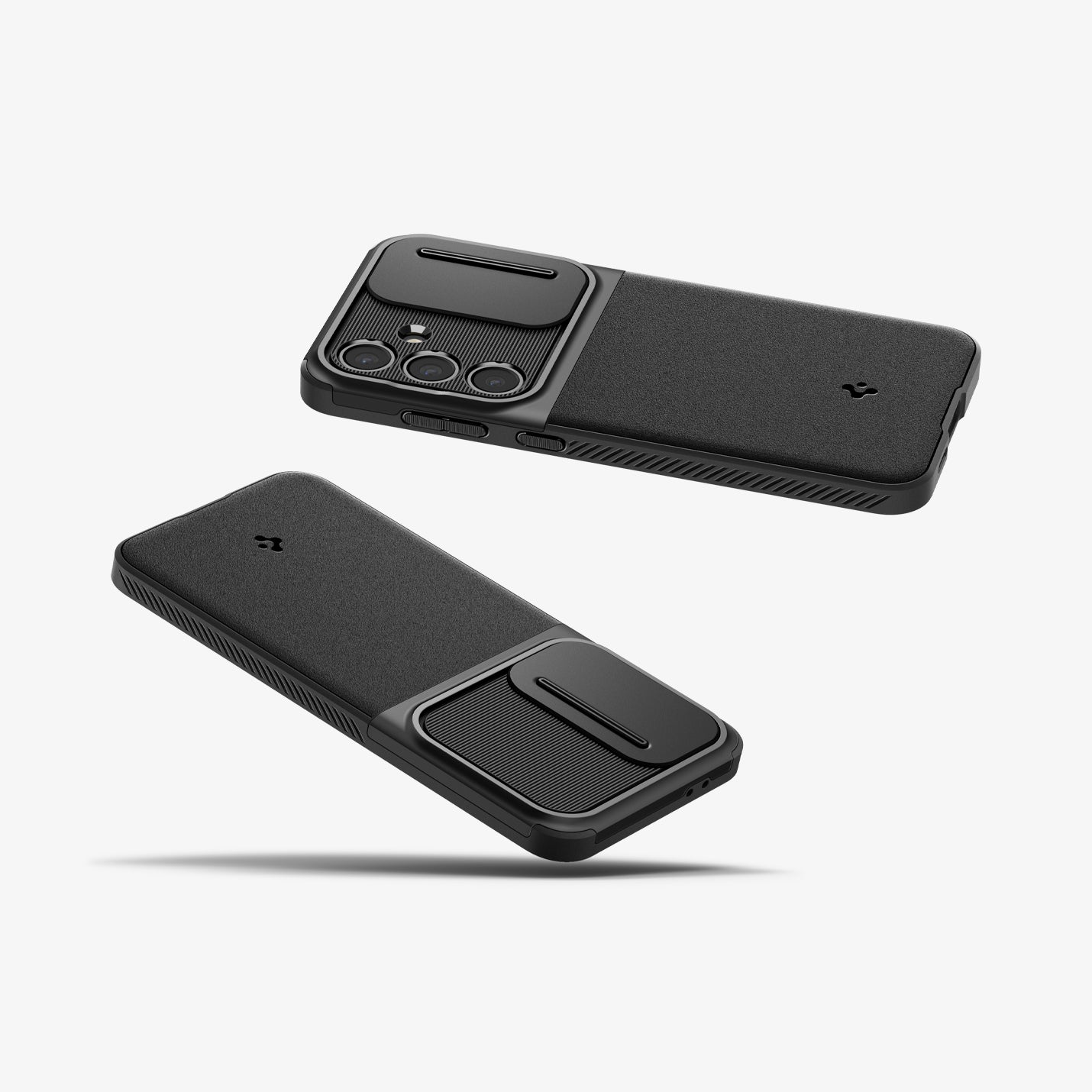 ACS08626 - Galaxy S24 FE Case Optik Armor in Black showing the back and partial sides of two devices