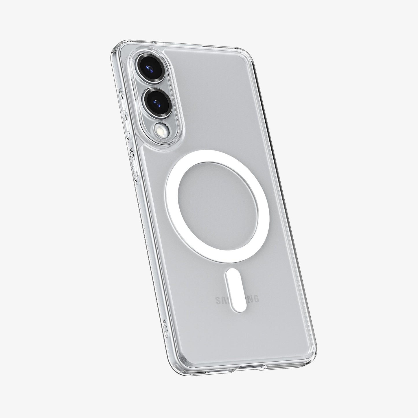 ACS09418 - Galaxy S25 Edge Case Ultra Hybrid (MagFit) in Clear White showing the back, partial side and bottom