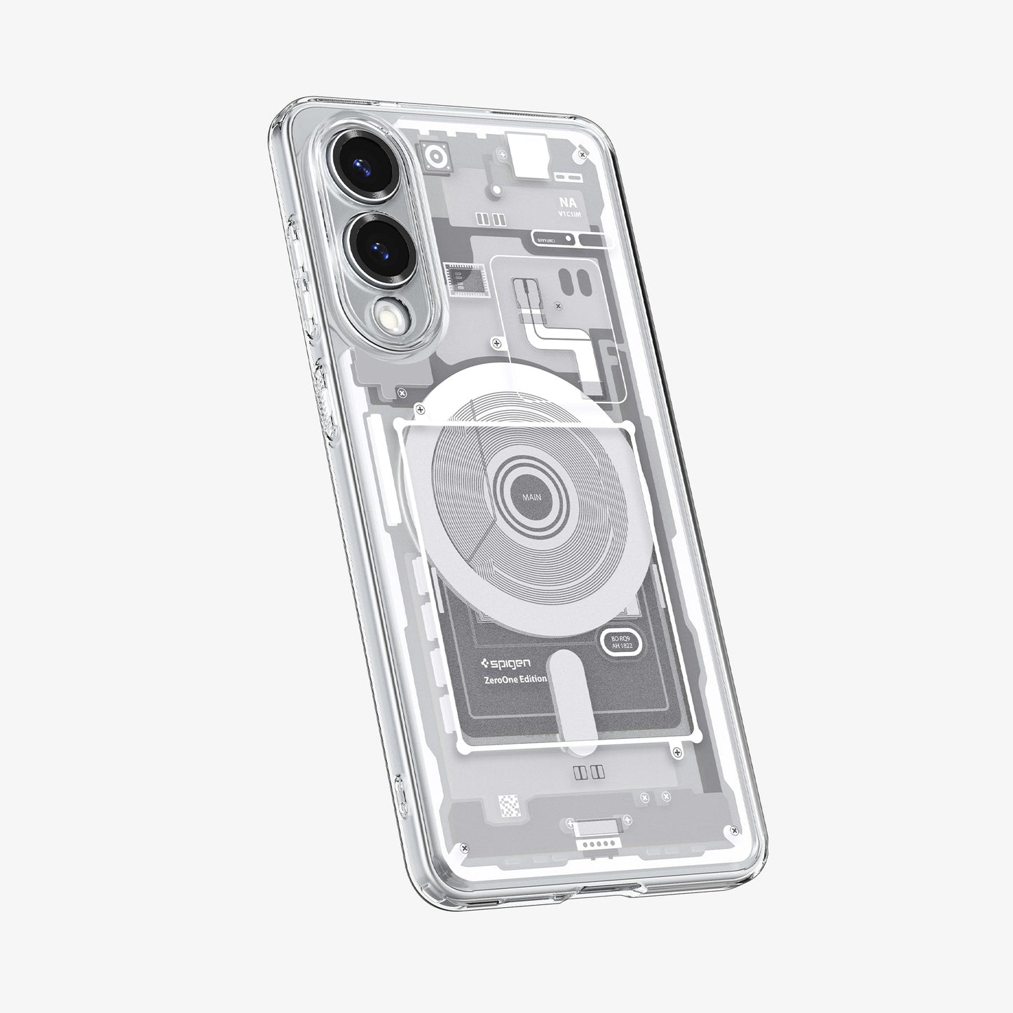 ACS09417 - Galaxy S25 Edge Case Ultra Hybrid Zero One in Zero One White showing the back and partial side