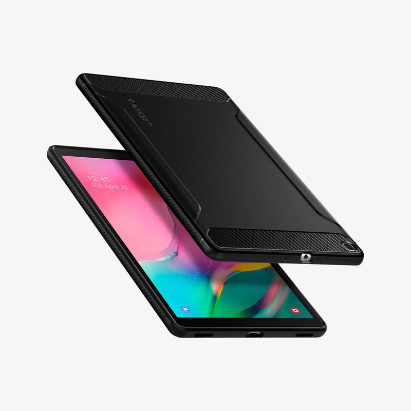 623CS26448 - Galaxy Tab A 10.1" Case Rugged Armor in matte black showing the back, front and sides