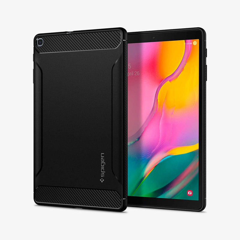 623CS26448 - Galaxy Tab A 10.1" Case Rugged Armor in matte black showing the back and front