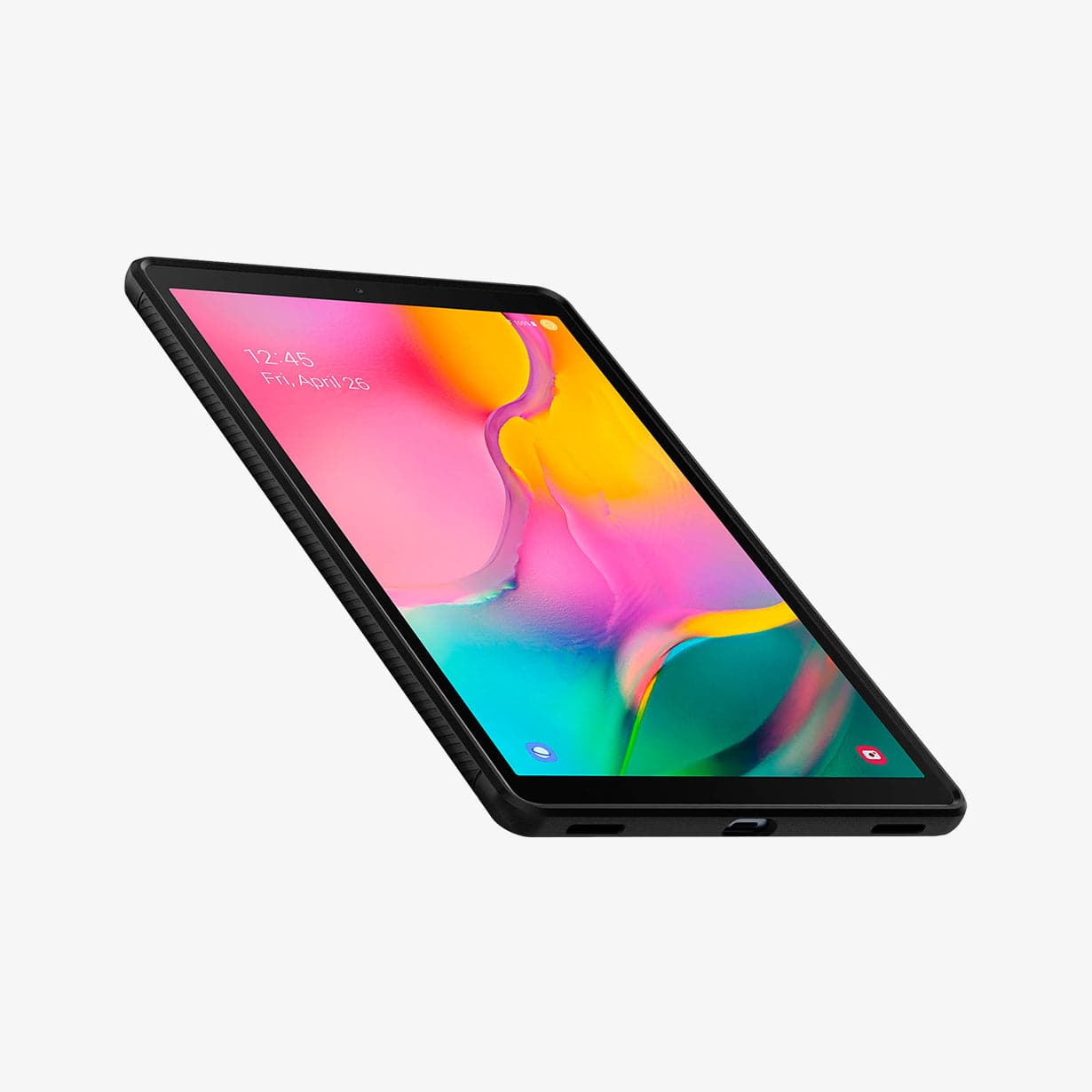 623CS26448 - Galaxy Tab A 10.1" Case Rugged Armor in matte black showing the front, side and bottom