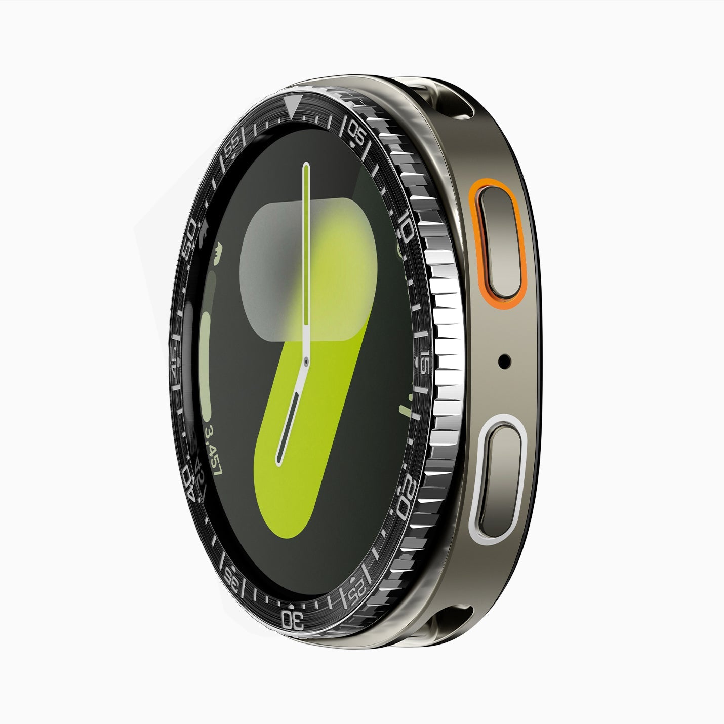 ACS10008 - Galaxy Watch 8 44mm Bezel Tune in black showing the front and side of watch face