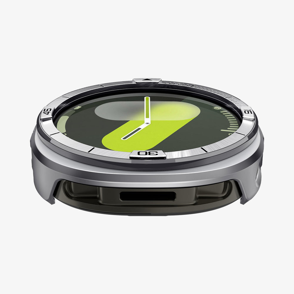 ACS10011 - Galaxy Watch 9 Bezel Tune Pro in sliver showing the front and side of watch face