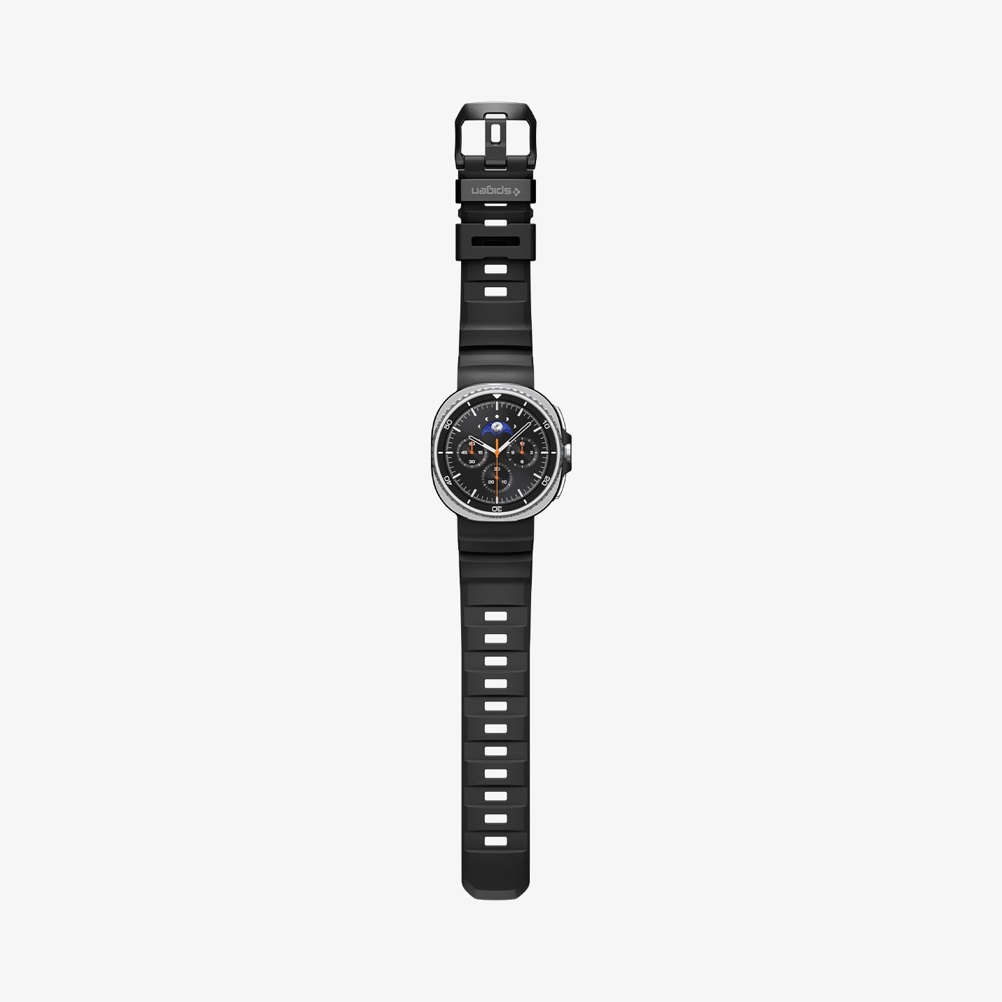 AMP10151 - Galaxy Watch 9 Series WBS2 in black showing the front with watch band laid out flat