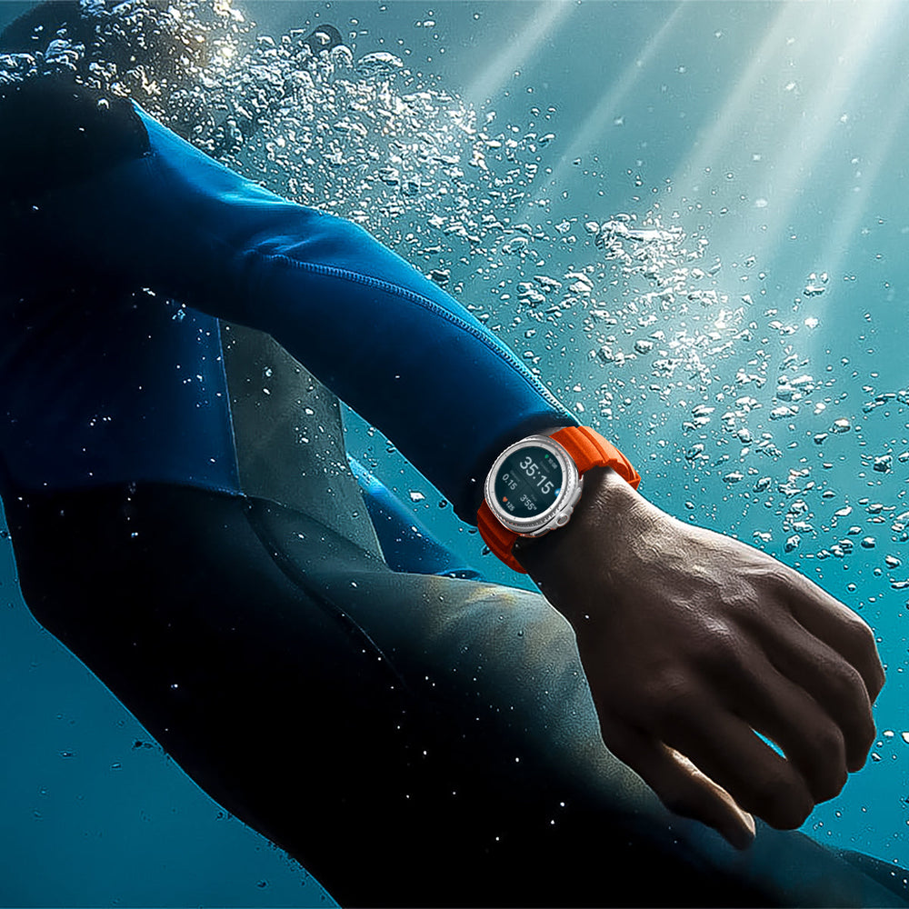 AMP10152 - Galaxy Watch 9 Series WBS2 in orange showing use in the water