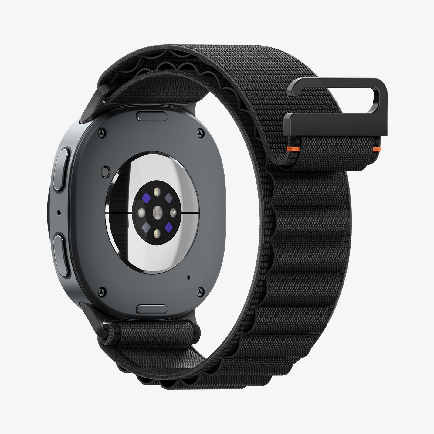 AMP11607 - Galaxy Watch 9 Series WBF1 showing angled back view of Galaxy Watch 9 watch with band and hook buckle detail