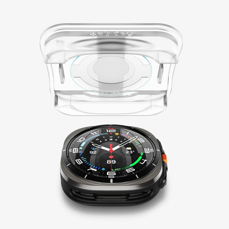 AGL08349 - Watch Ultra (47mm) GLAS.tR EZ Fit in Clear showing the ez fit tray hovering above the watch face