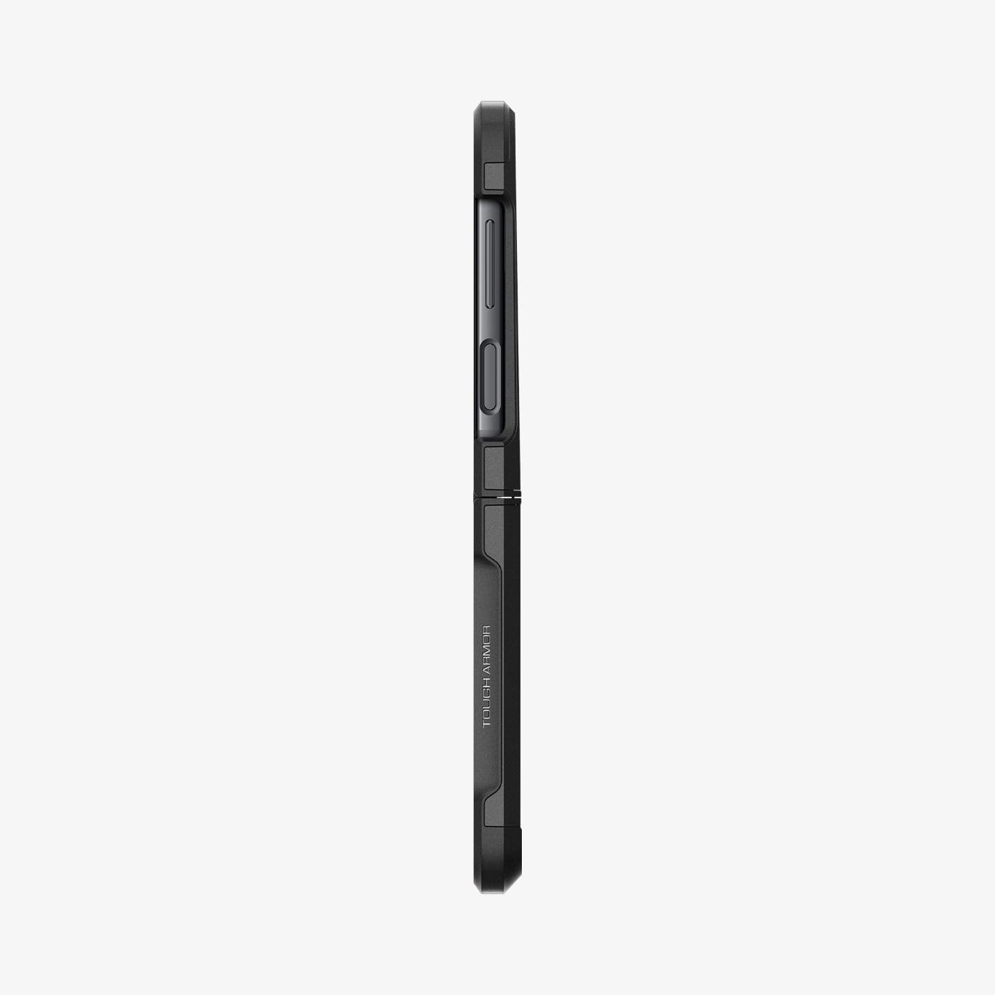 ACS05111 - Galaxy Z Flip 4 Case Tough Armor in black showing the side with volume controls