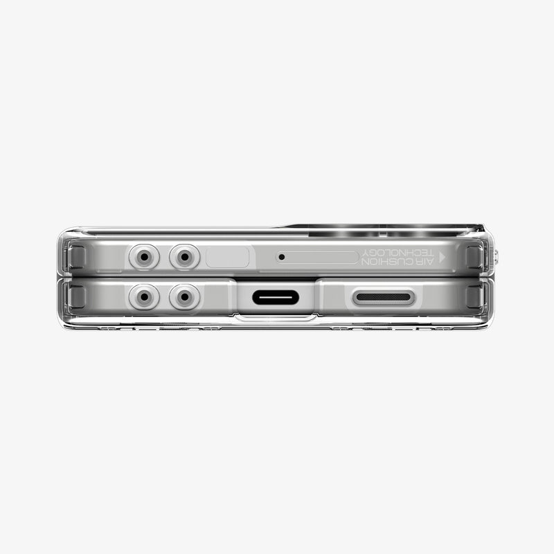 ACS09559 - Galaxy Z Flip 7 Case Ultra Hybrid Pro (MagFit) in clear white showing the bottom of case