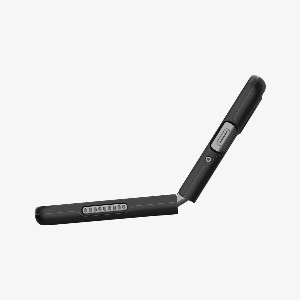 ACS03075 - Galaxy Z Fold 3 Case Thin Fit in black showing the bottom with device partially open