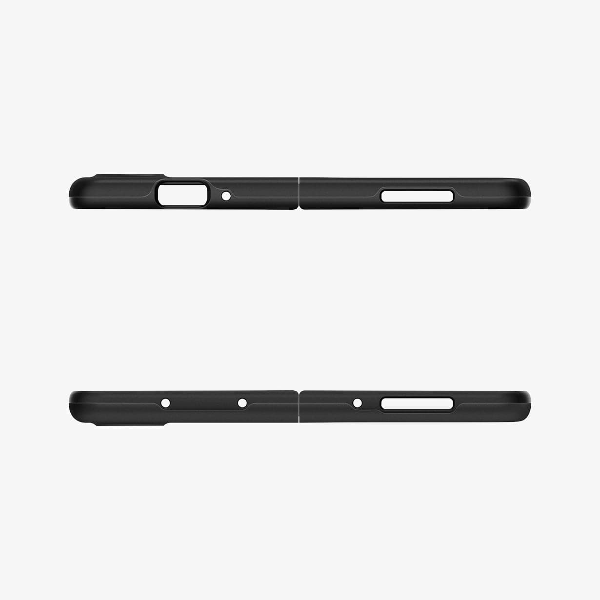 ACS03075 - Galaxy Z Fold 3 Case Thin Fit in black showing the bottom and top with precise cutouts