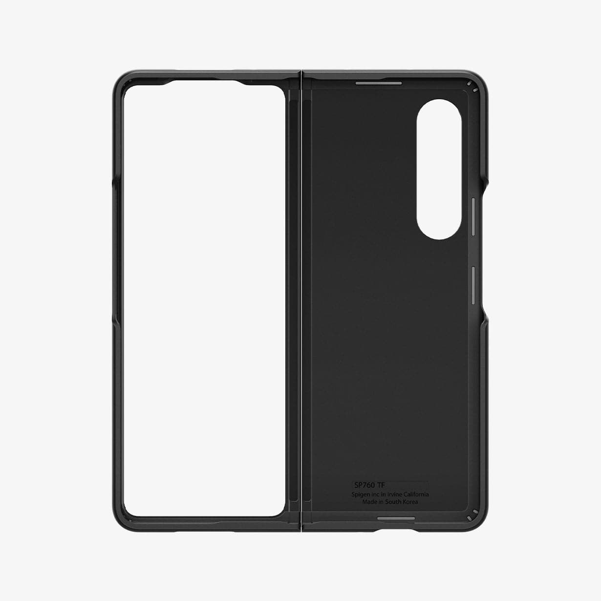 ACS03075 - Galaxy Z Fold 3 Case Thin Fit in black showing the inside without device in case