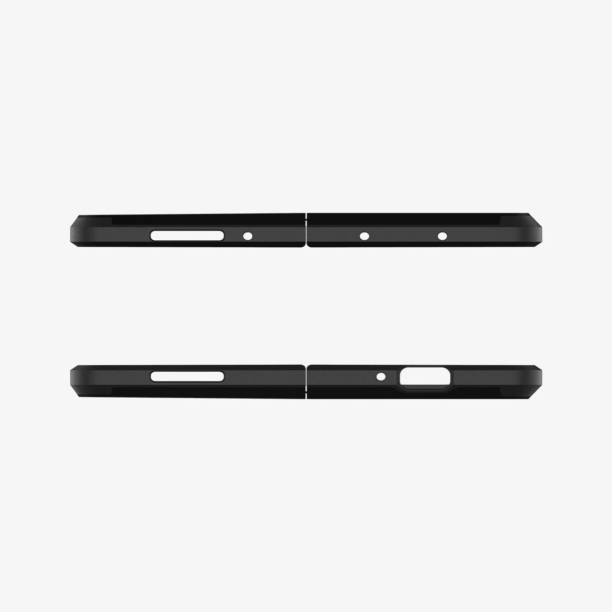ACS03077 - Galaxy Z Fold 3 Case Tough Armor in black showing the top and bottom with precise cutouts
