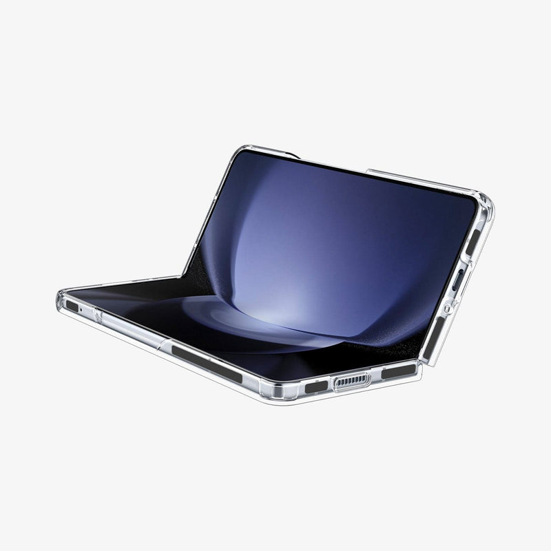 ACS06224 - Galaxy Z Fold 5 Case Ultra Hybrid in crystal clear showing the front with device half open