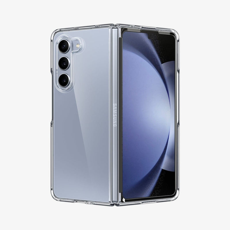 ACS06224 - Galaxy Z Fold 5 Case Ultra Hybrid in crystal clear showing the back, hinge and front