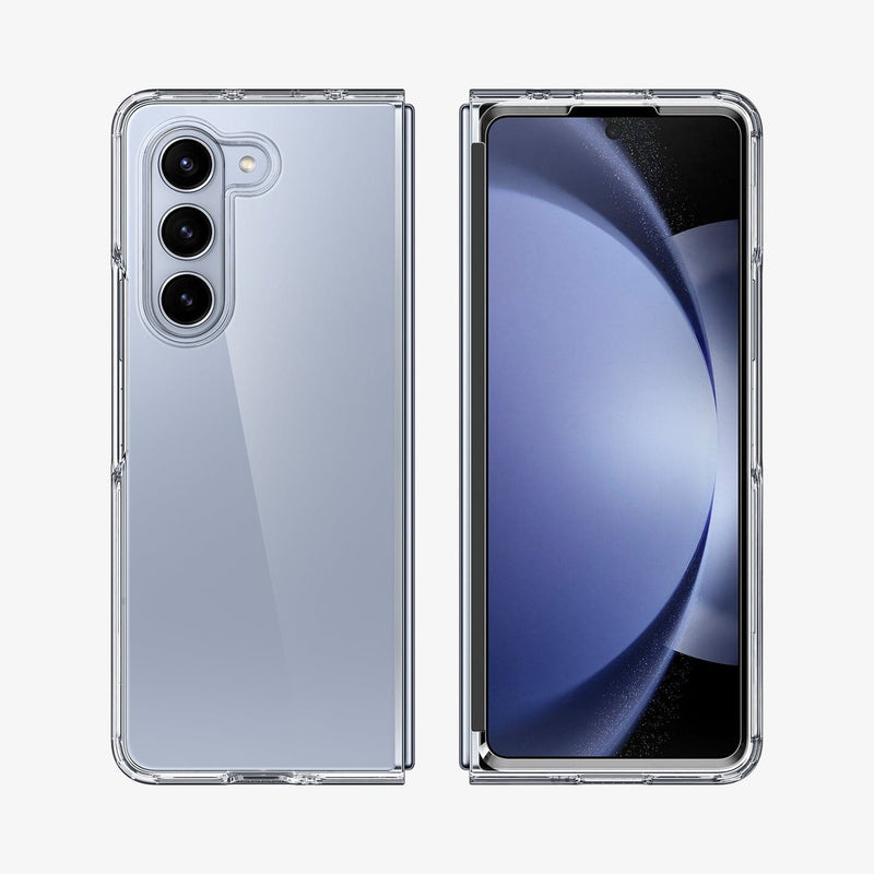 ACS06224 - Galaxy Z Fold 5 Case Ultra Hybrid in crystal clear showing the back and front with space in between