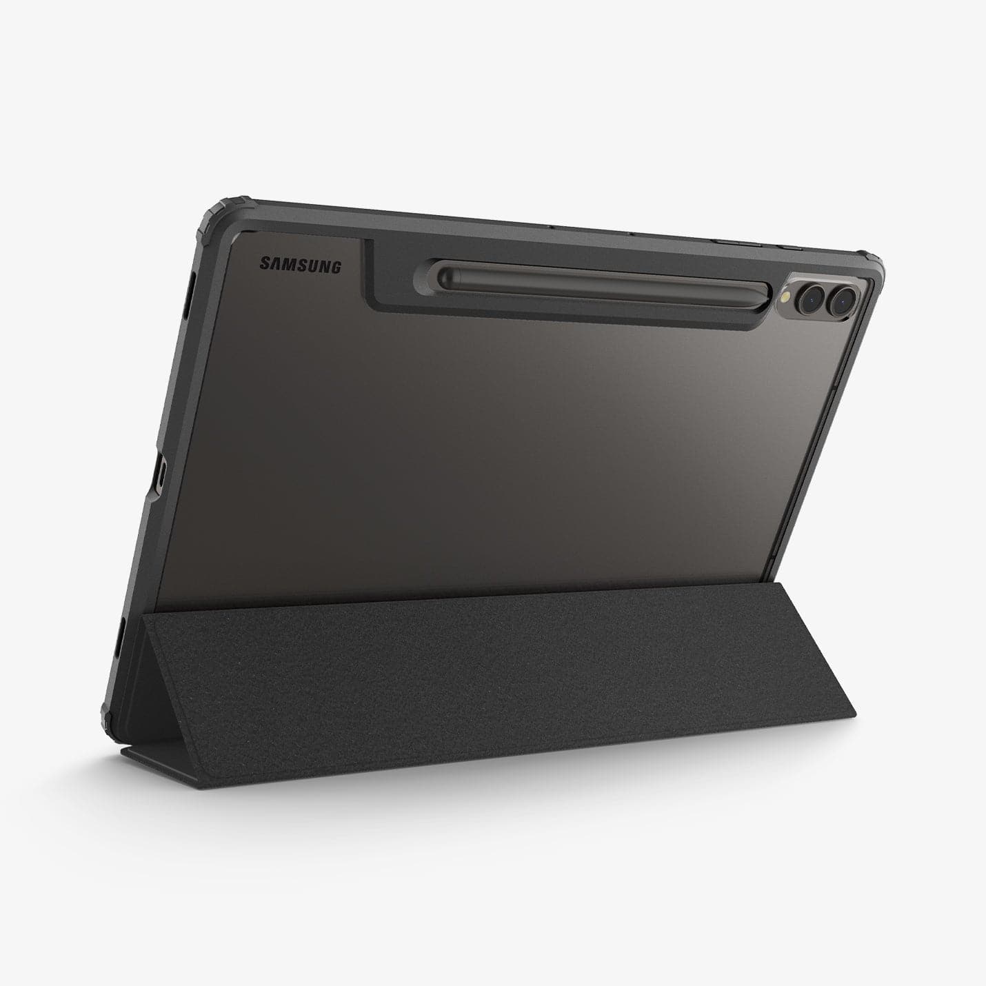 ACS08787 - Galaxy Tab S9 Plus Case Ultra Hybrid Pro in black showing the back with device propped up by built in kickstand