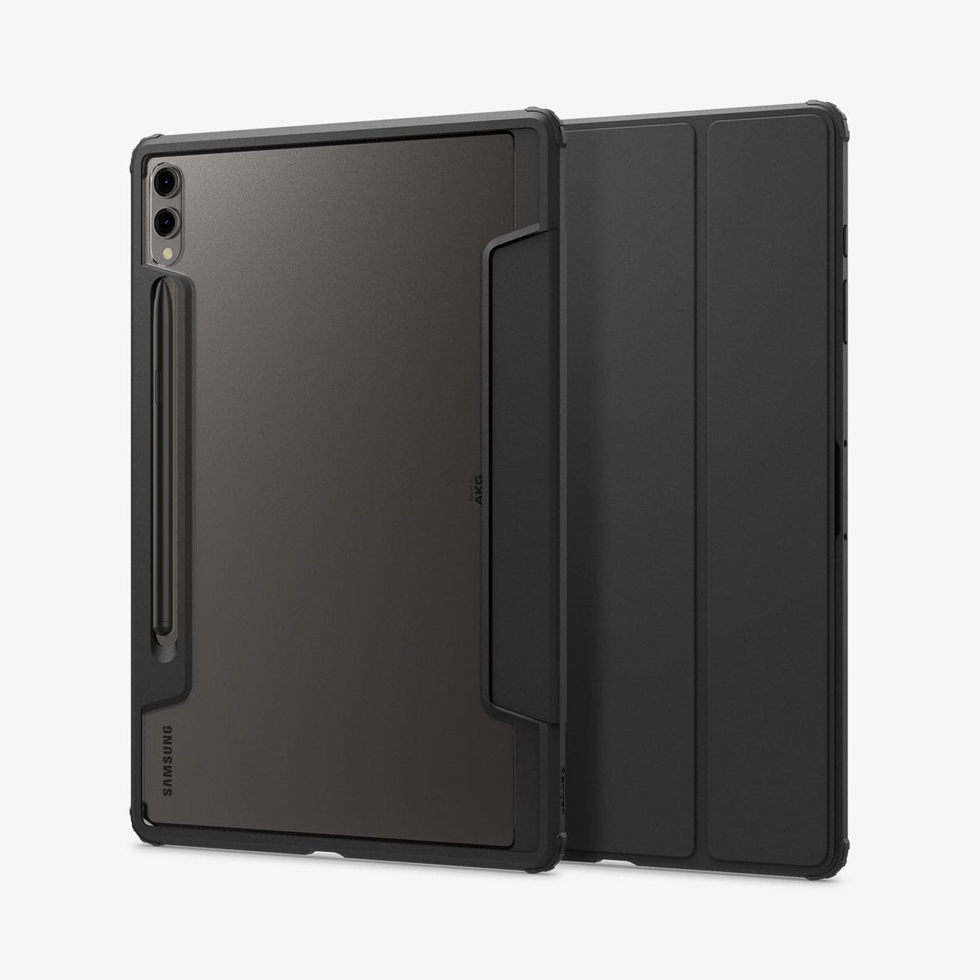 ACS08787 - Galaxy Tab S9 Plus Case Ultra Hybrid Pro in black showing the back and front