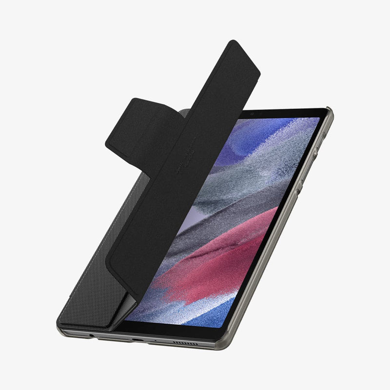 ACS02864 - Galaxy Tab A7 Lite Case Liquid Air Folio in black showing the front with cover half open