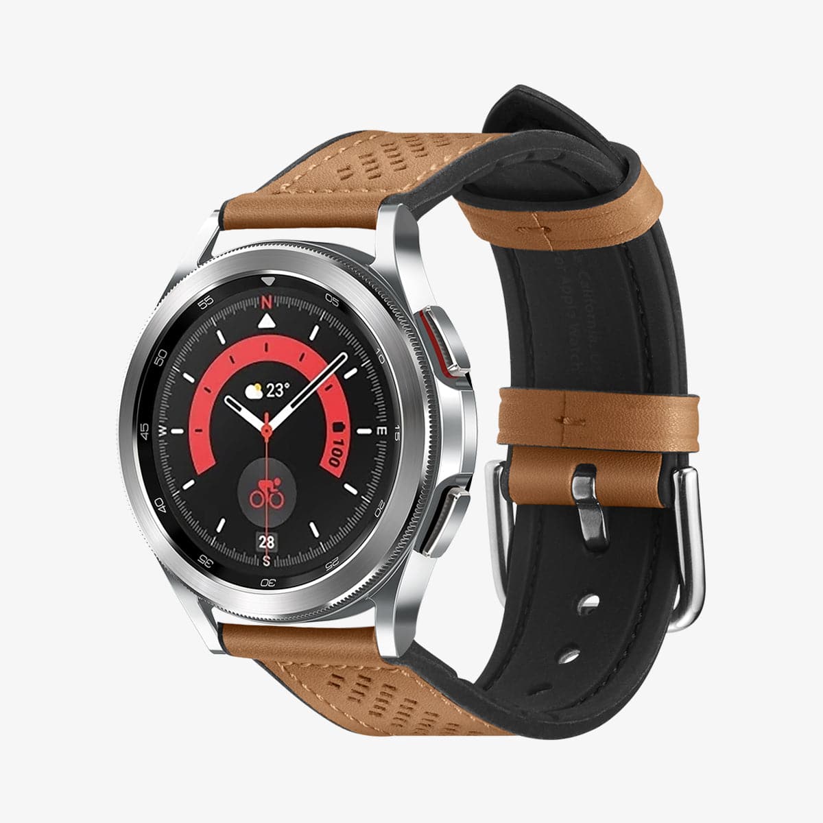 AMP00695 - Galaxy Watch Band (20mm) Retro Fit in brown showing the front and inside of band