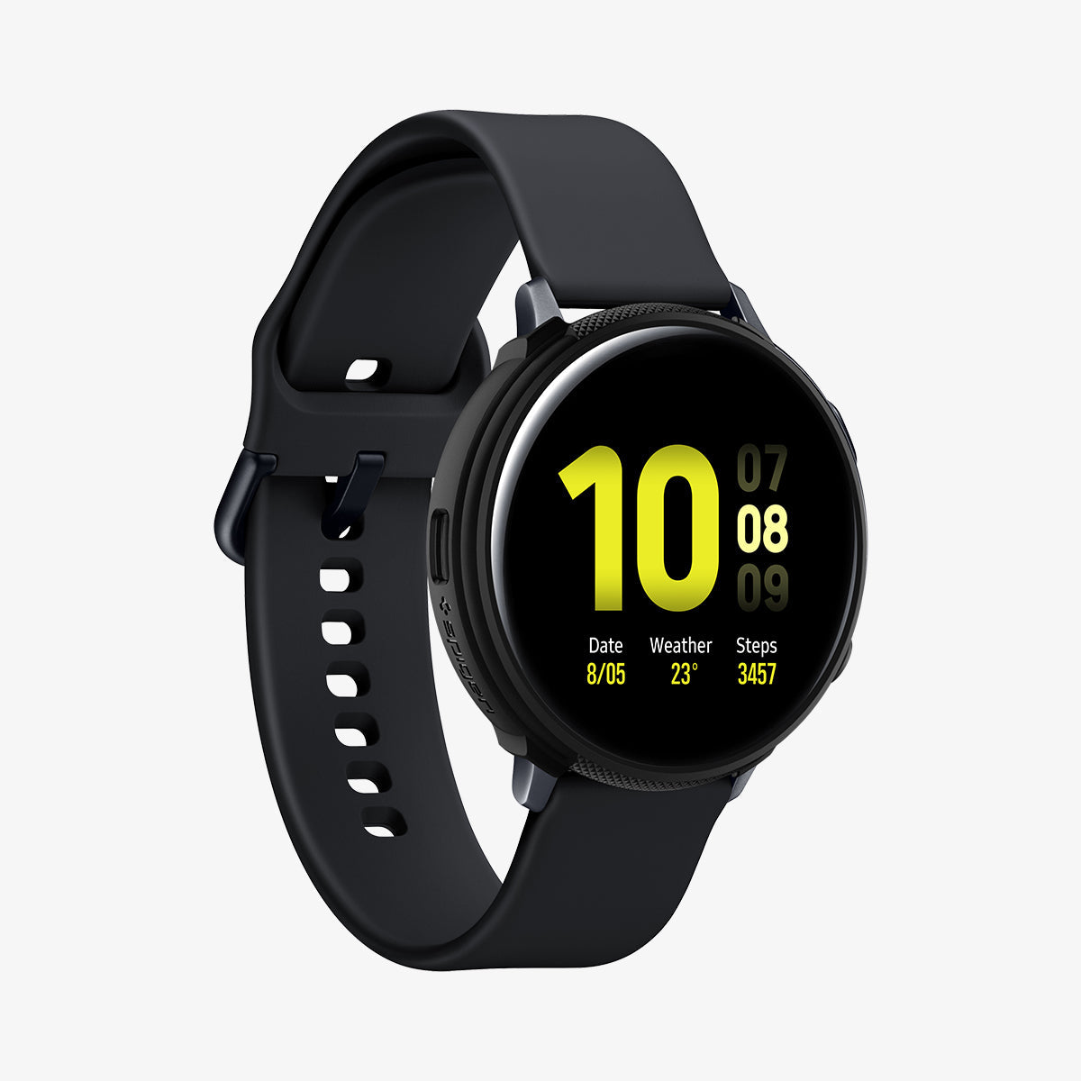 ACS00217 - Galaxy Watch Active 2 (44mm) Case Liquid Air in black showing the front and inside of band