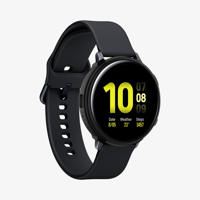 ACS00217 - Galaxy Watch Active 2 (44mm) Case Liquid Air in black showing the front and inside of band