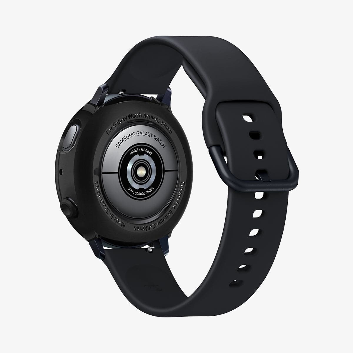 ACS00217 - Galaxy Watch Active 2 (44mm) Case Liquid Air in black showing the back and inside of band